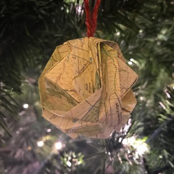Origami Map Paper Decoration - North Yorkshire Moors Map